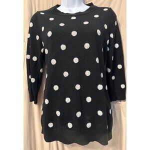 New York & Company Size Small Black Sweater White Polka Dots